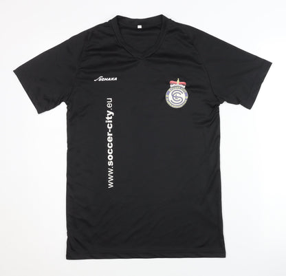 Soccer City Boys Black V-Neck Football T-Shirt Size 164