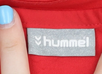 Hummel Boys Red Football Jersey, Size 16, Short Sleeve