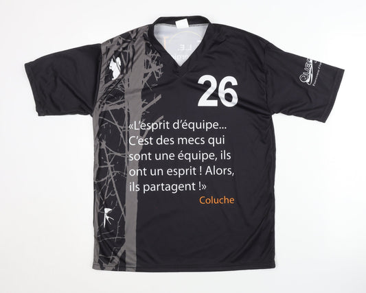 Men's Black Graphic Print Jersey, Size S, Polyester