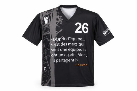 Front view of Men's Black Graphic Print Jersey, size S, Polyester