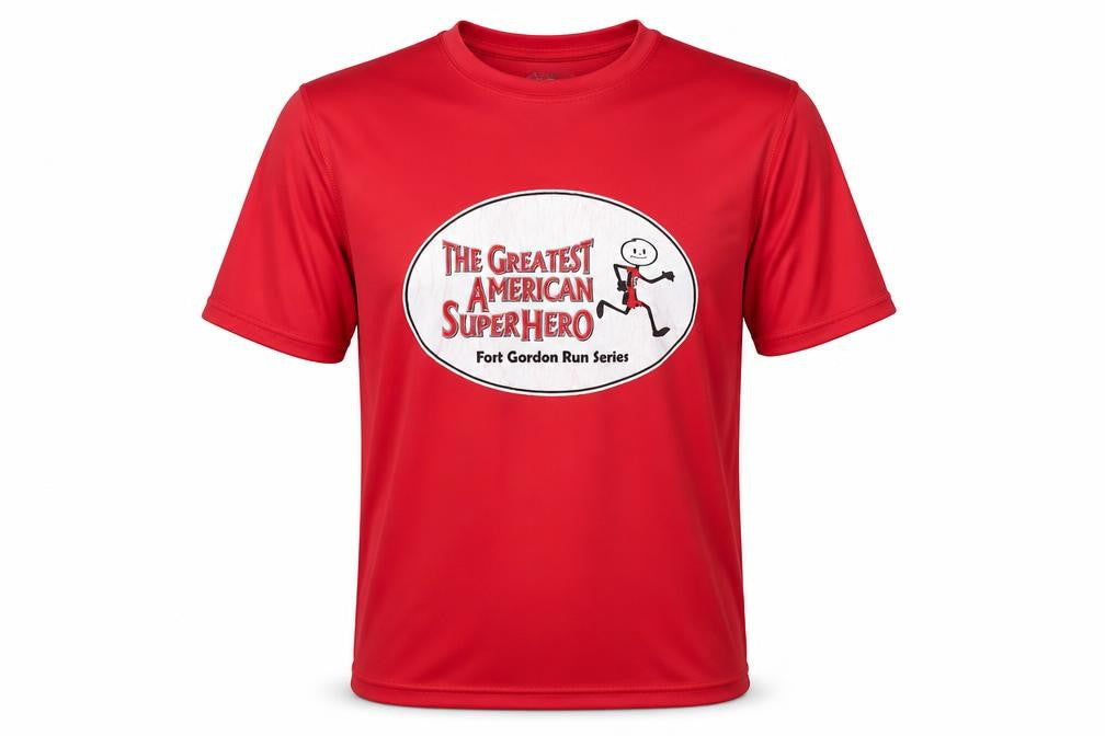 Front view of Duo Tec Men's Red Superhero T-Shirt XS
