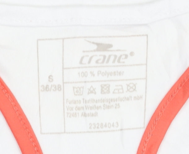 Crane Women's White Tank Top - S, Polyester Activewear