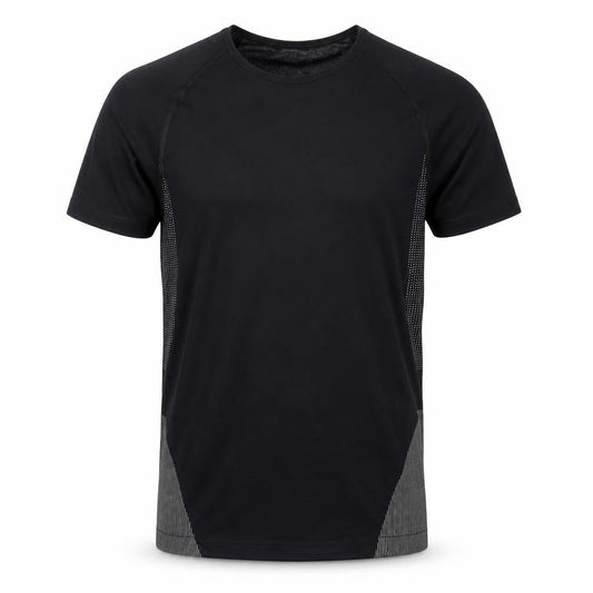 Front view of Men's Black Crew Neck Short Sleeve Top S