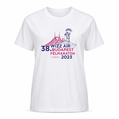 Front view of Roly unisex white polyester running t-shirt l