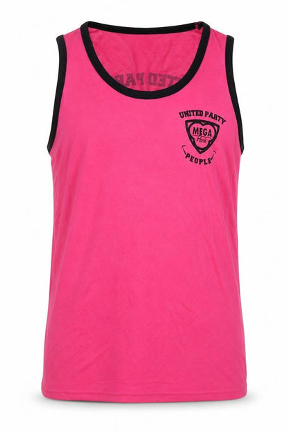 Front view of United Party People Men's Pink XL Polyester Tank