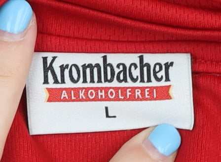 Krombacher Men’s Red T-Shirt, Size L, Polyester