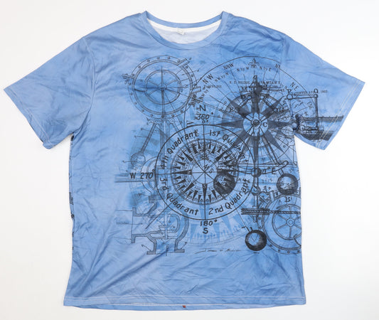 Men's Blue Graphic Print T-Shirt, XL, Polyester