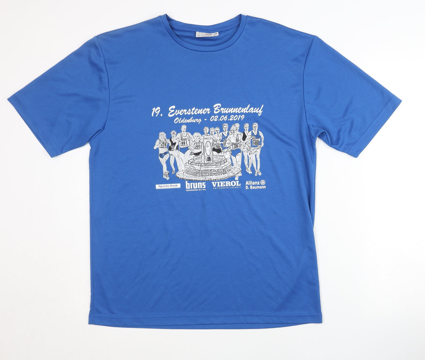 MSH Blue Men's Running T-Shirt, Medium, Graphic Print