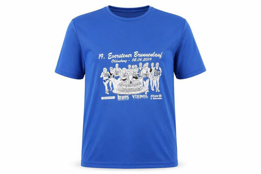 Front view of MSH Blue Men's Running T-Shirt, Medium, Graphic Print