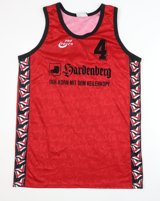 Mens UK Size L PRO TOUCH Red Basketball Tank