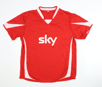 Men's Red Soccer Jersey T-Shirt, Size M, Polyester