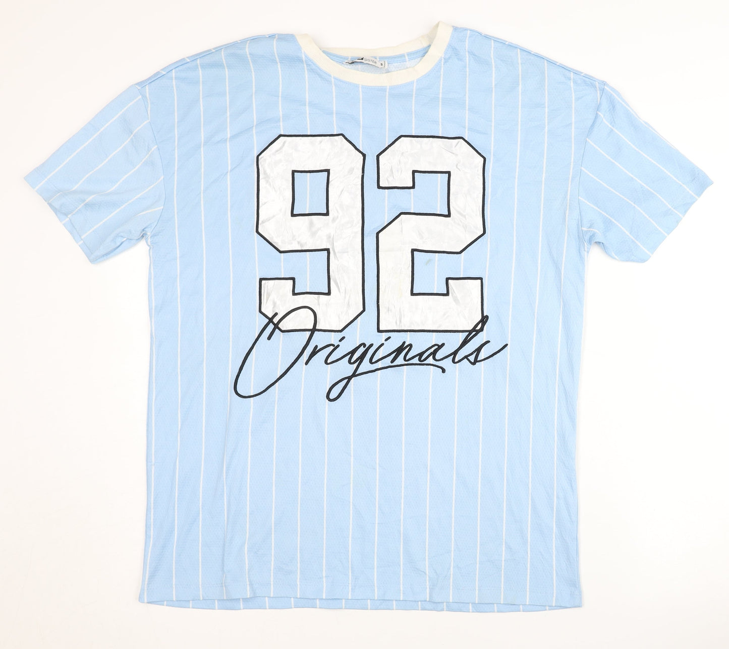 FB Sister Blue Unisex Striped Jersey T-Shirt, S