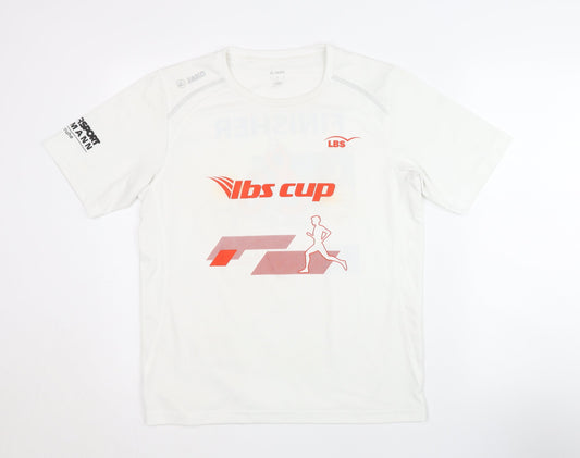 JAKO Men's White Graphic Running T-Shirt, Size M