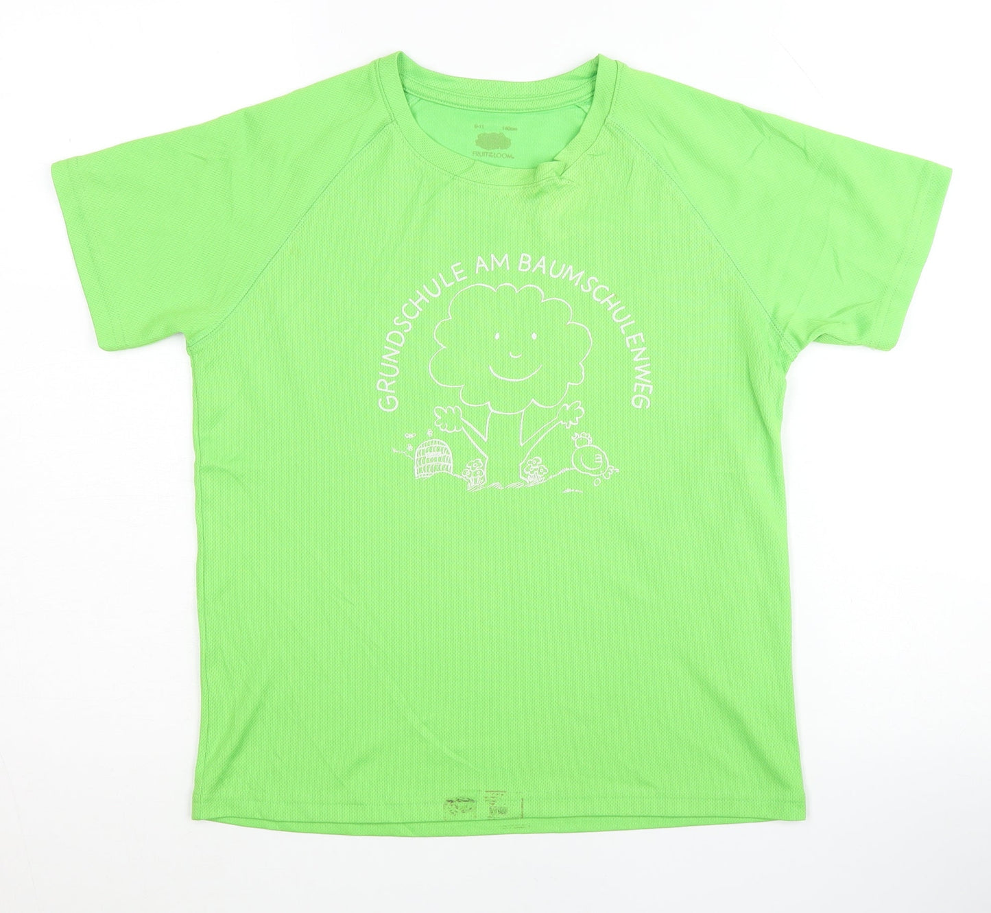 Fruit of the Loom Girls Green Short Sleeve Basic T-Shirt