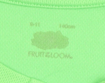 Fruit of the Loom Girls Green Short Sleeve Basic T-Shirt