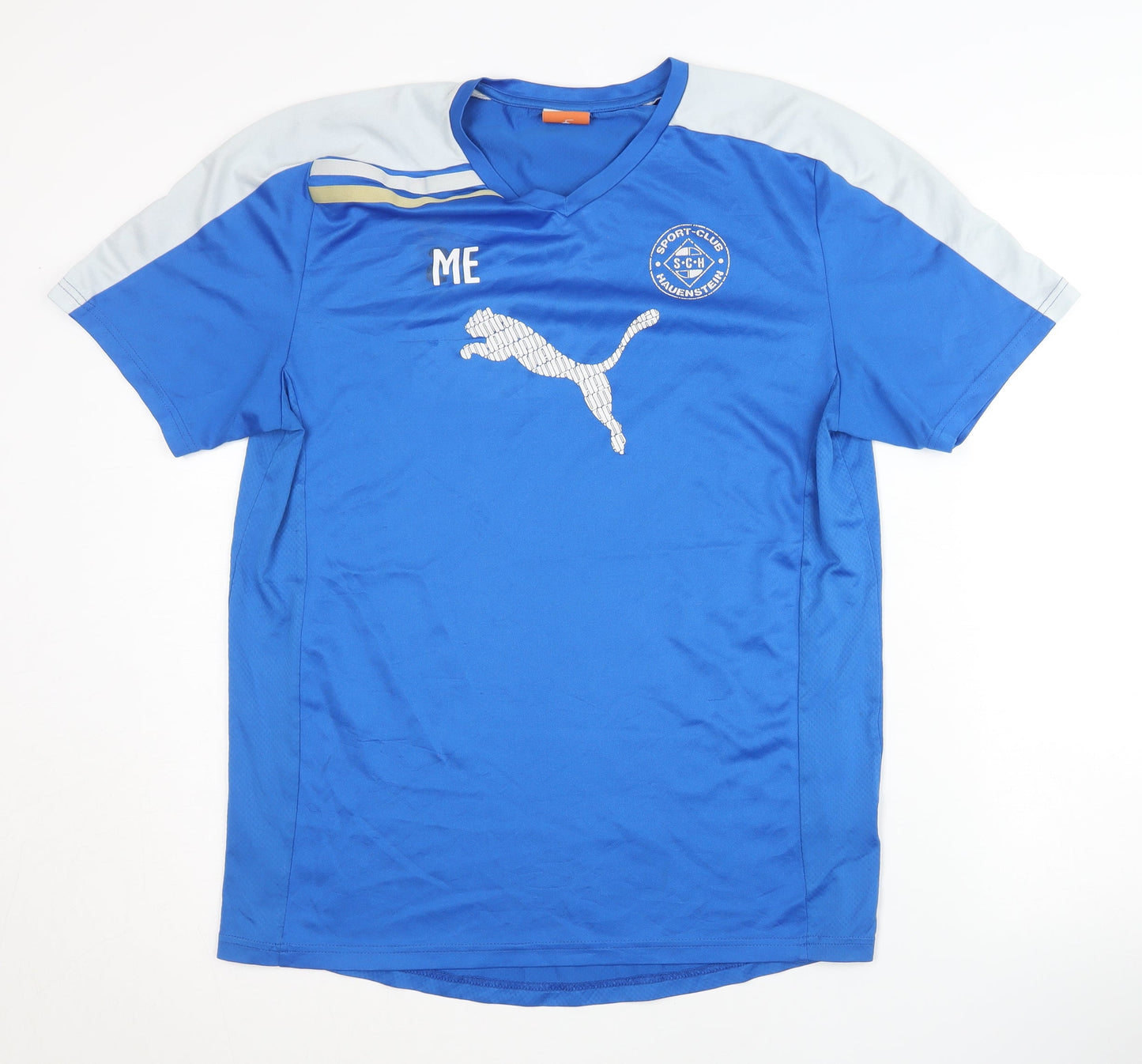 Puma Men's Blue Jersey T-Shirt L - Sporty Gym Wear