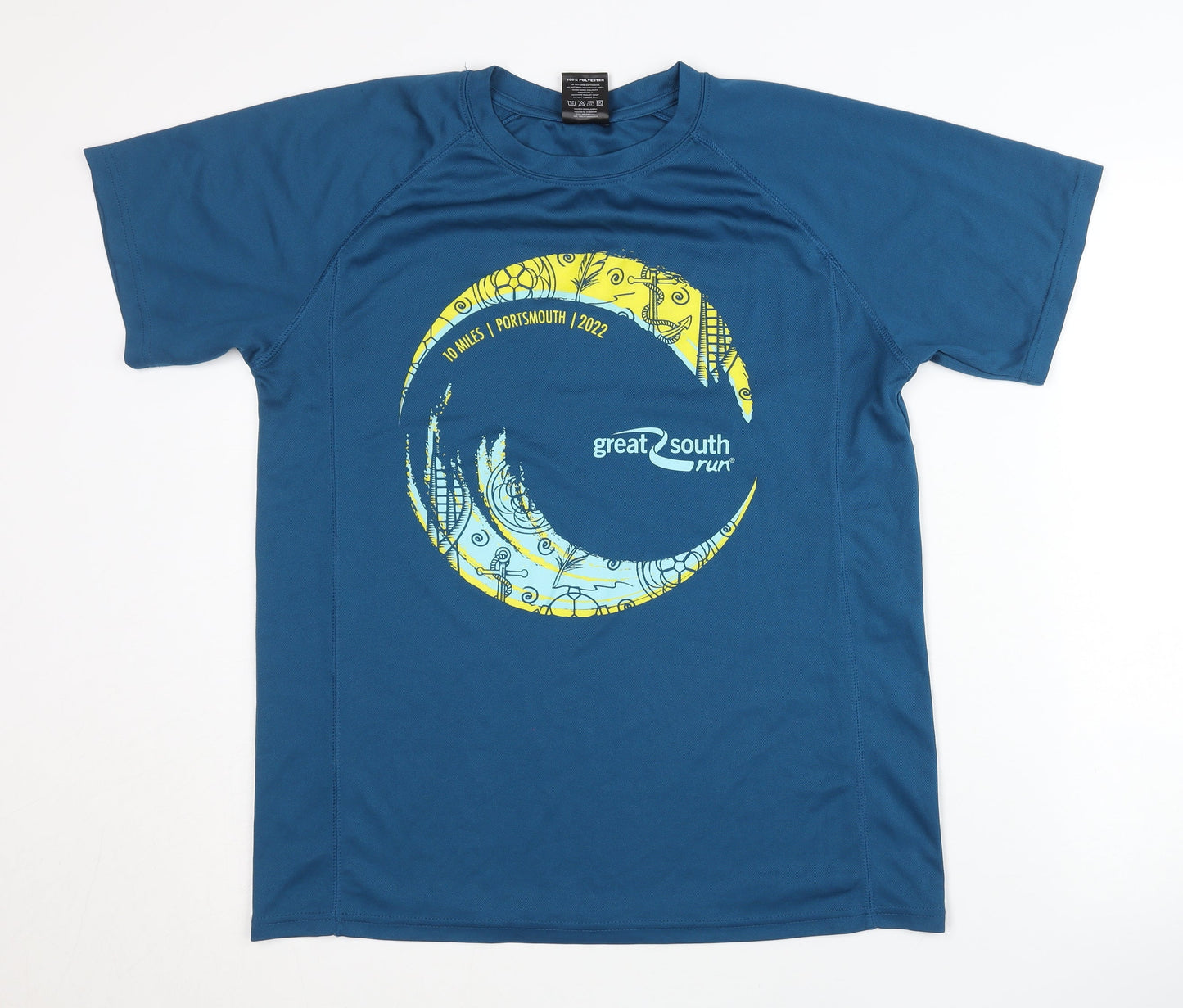 Great South Run Men's Blue Medium Graphic Running T-Shirt