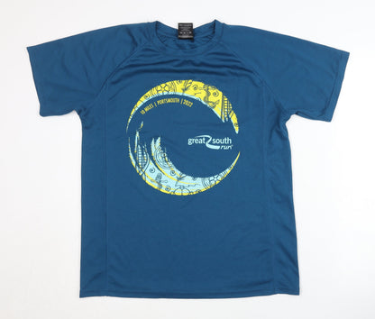 Great South Run Men's Blue Medium Graphic Running T-Shirt