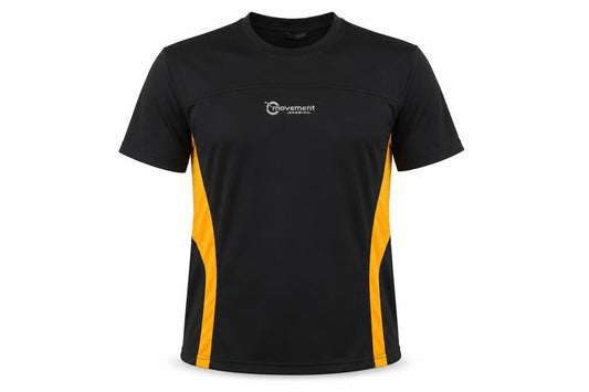 Front view of Movement Session Men's Black T-Shirt - Gym Fit, size M