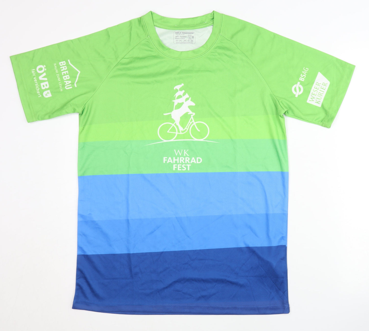 Pole Position Unisex Cycling T-Shirt, S, Green/Blue