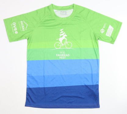 Pole Position Unisex Cycling T-Shirt, S, Green/Blue
