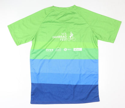 Pole Position Unisex Cycling T-Shirt, S, Green/Blue