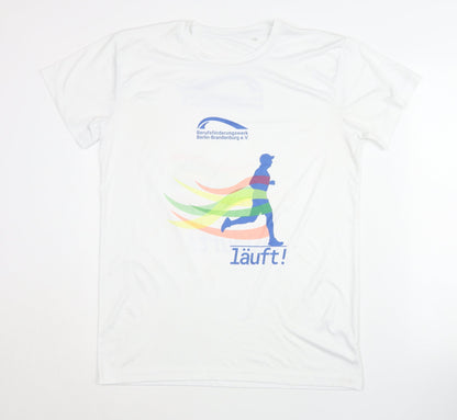 Berufsförderungswerk Men's White Graphic T-Shirt M - Sports Activewear