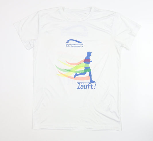 Berufsförderungswerk Men's White Graphic T-Shirt M - Sports Activewear