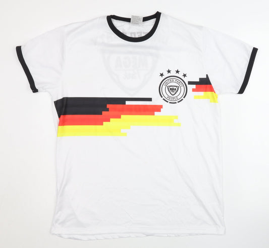 Mega Park Men's White Graphic T-Shirt L