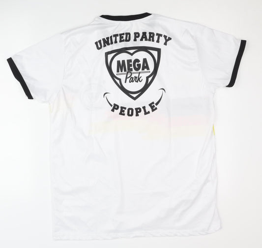 Mega Park Men's White Graphic T-Shirt L