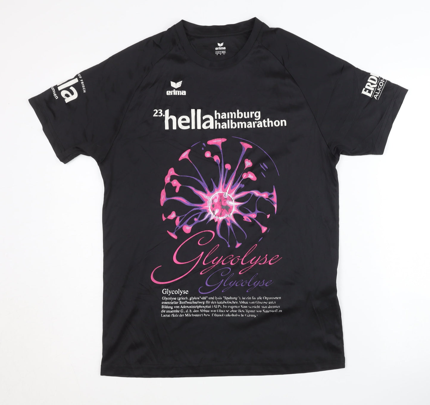 Erima Men's Black Graphic Print Jersey T-Shirt, Size S