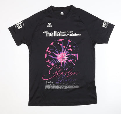 Erima Men's Black Graphic Print Jersey T-Shirt, Size S