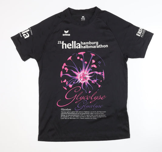 Erima Men's Black Graphic Print Jersey T-Shirt, Size S