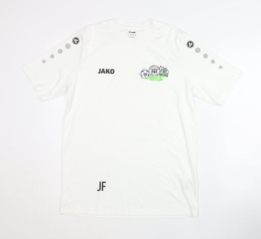 Jako Men's White S T-Shirt Logo Sports Activewear