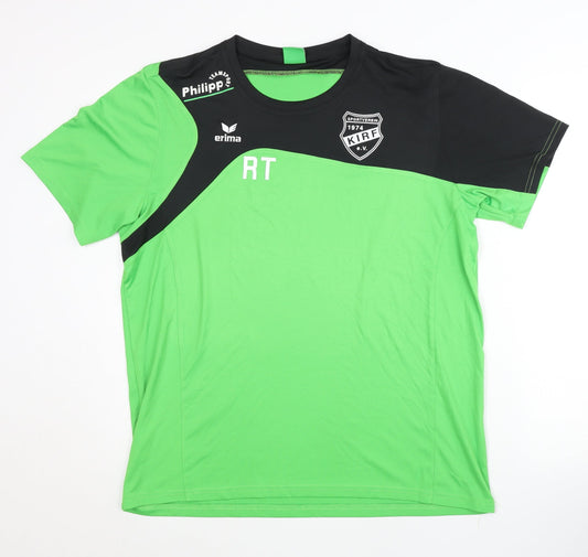 Erima Men's Green Black L Colourblock Jersey T-Shirt