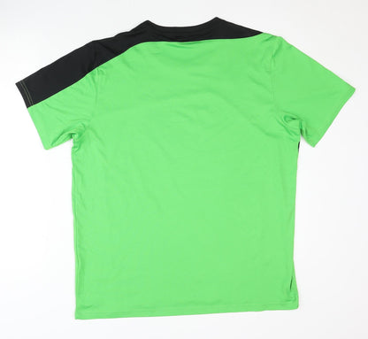 Erima Men's Green Black L Colourblock Jersey T-Shirt