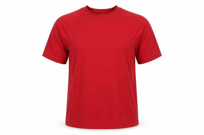 Front view of Rodeo unisex red t-shirt, size 20, for gym & running