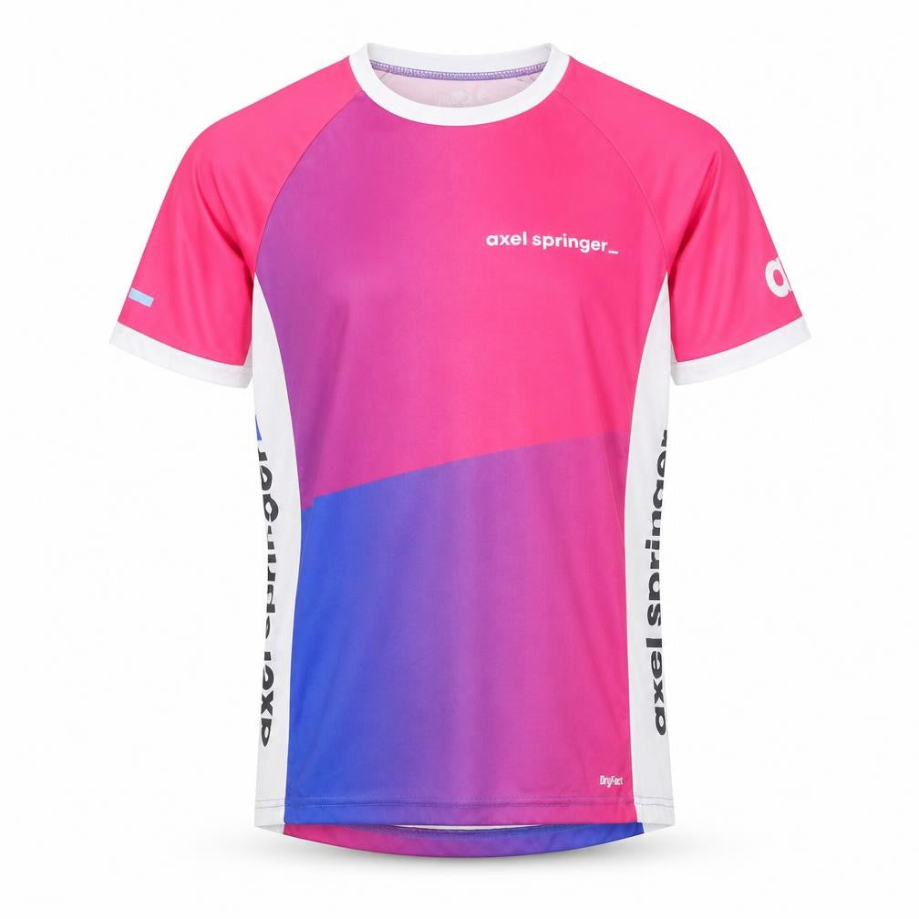 Front view of Artiva unisex pink cycling jersey m