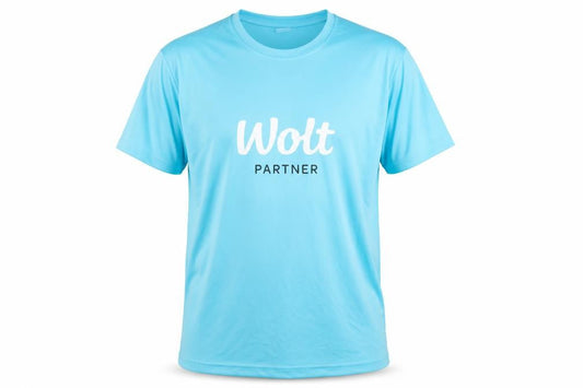 Wolt Men's Blue T-Shirt, Logo, Size L, Activewear