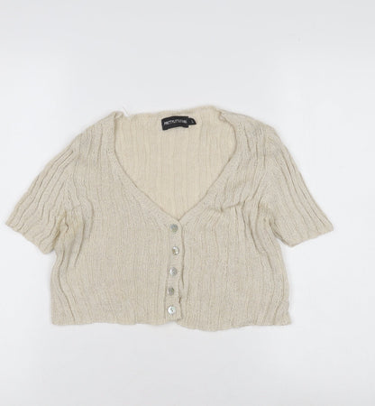 Womens UK Size S PRETTYLITTLETHING Beige Cardigan Jumper