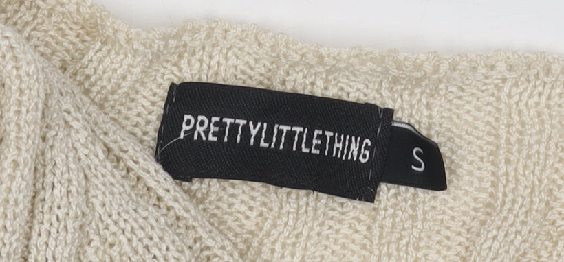 Womens UK Size S PRETTYLITTLETHING Beige Cardigan Jumper