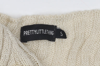 Womens UK Size S PRETTYLITTLETHING Beige Cardigan Jumper