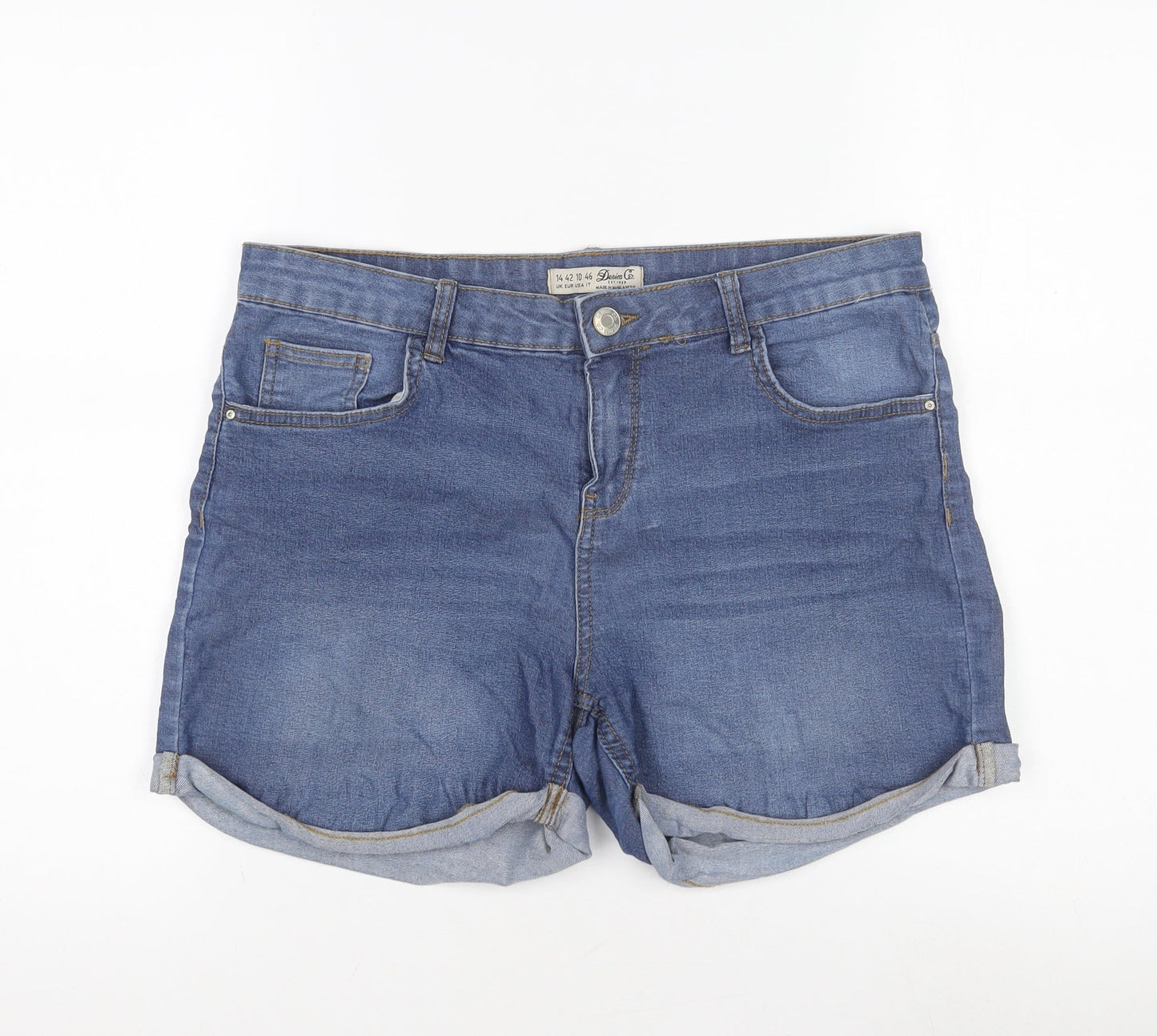 Denim Co Women Blue Chino Shorts Size 14 Casual Denim
