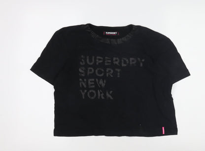 Womens UK Size M Superdry Black Basic T-Shirt