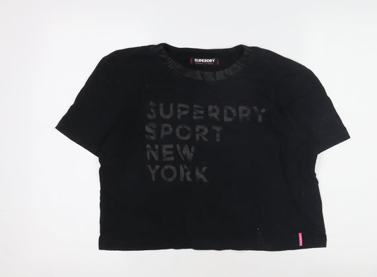 Womens UK Size M Superdry Black Basic T-Shirt