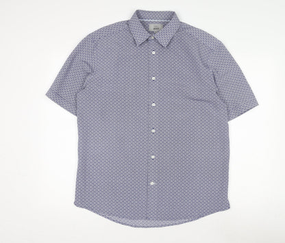 Marks & Spencer Men's Blue Geometric Shirt M Regular Fit