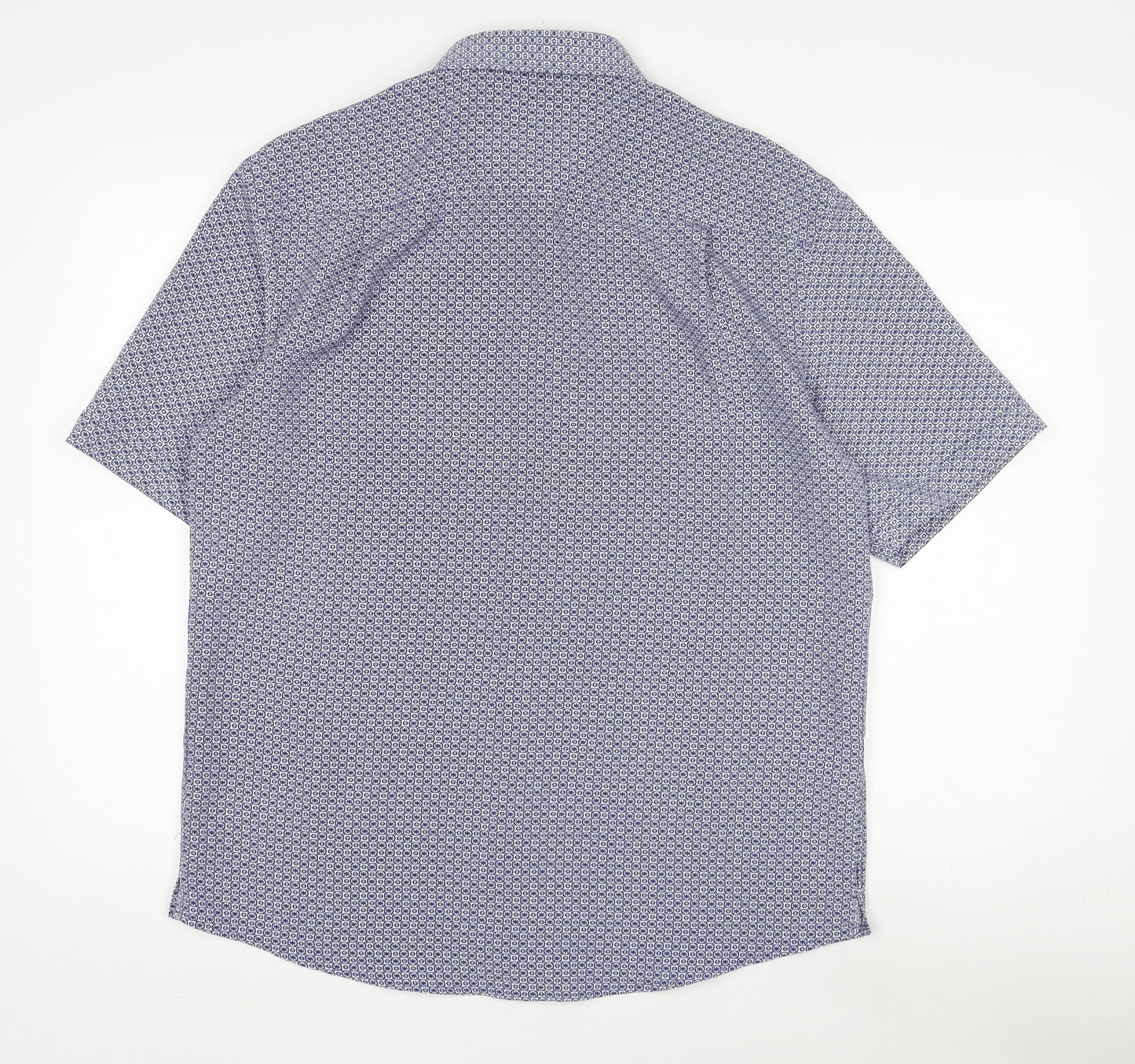 Marks & Spencer Men's Blue Geometric Shirt M Regular Fit