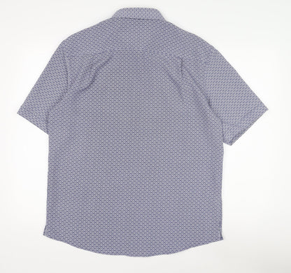 Marks & Spencer Men's Blue Geometric Shirt M Regular Fit