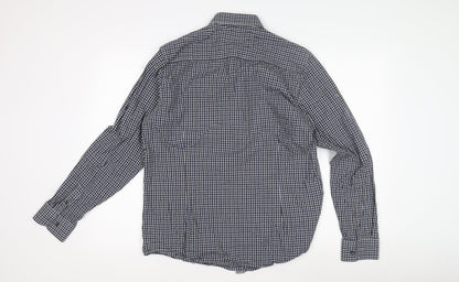 Aspen & Court Men's Blue Check Long Sleeve Shirt M