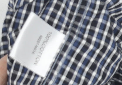Aspen & Court Men's Blue Check Long Sleeve Shirt M
